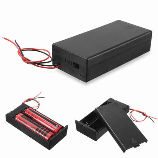 Immagine di Plastic Battery Holder Storage Box Case Container w/ON/OFF Switch For 2x18650 Batteries 3.7V