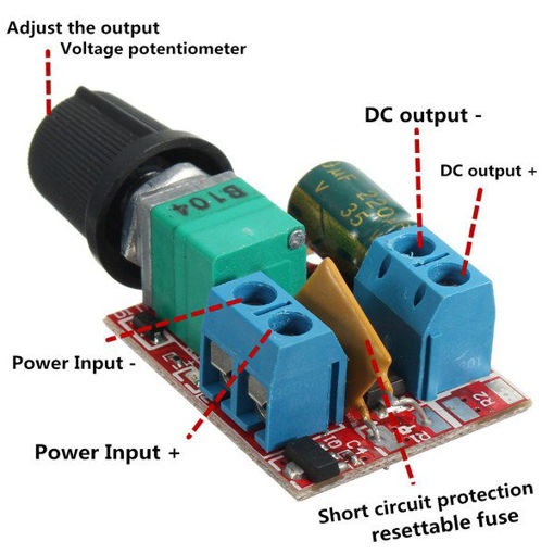 Immagine di 5V-30V DC PWM Speed Controller Mini Electrical Motor Control Switch LED Dimmer Module