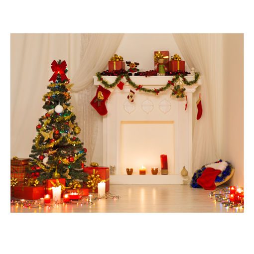 Picture of 5x7ft Vinyl Christmas Tree Fireplace Background Photography Studio Backdrop Prop