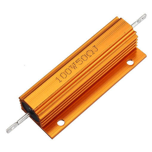 Immagine di 10pcs RX24 100W 50R 50RJ Metal Aluminum Case High Power Resistor Golden Metal Shell Case Heatsink Resistance Resistor