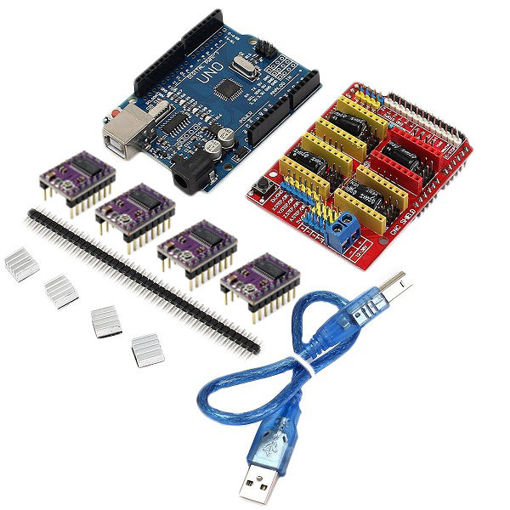 Immagine di Geekcreit CNC Shield + UNO R3 Board + 4 X DRV8825 Driver Kit For Arduino 3D Printer