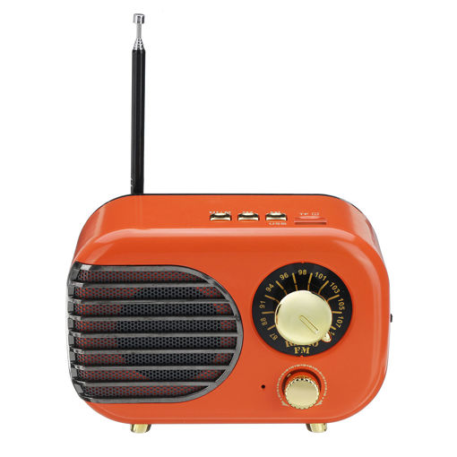 Picture of Portable Retro Radio FM bluetooth Speaker TF Card USB Rechargeable AUX Music Player
