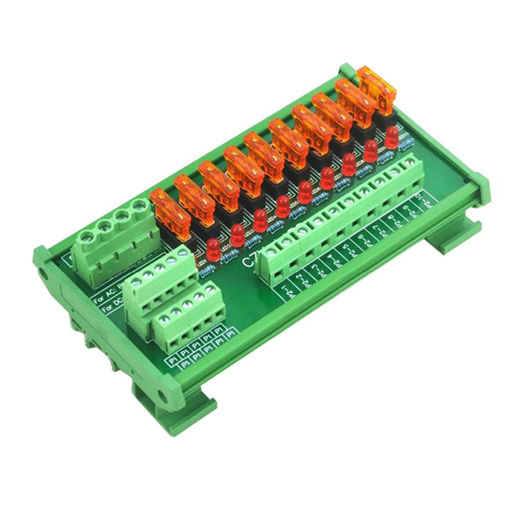 Immagine di AC/DC 5 To 32V DIN Rail Mount 10 Position Power Distribution Fuse Holder Module Board With Base