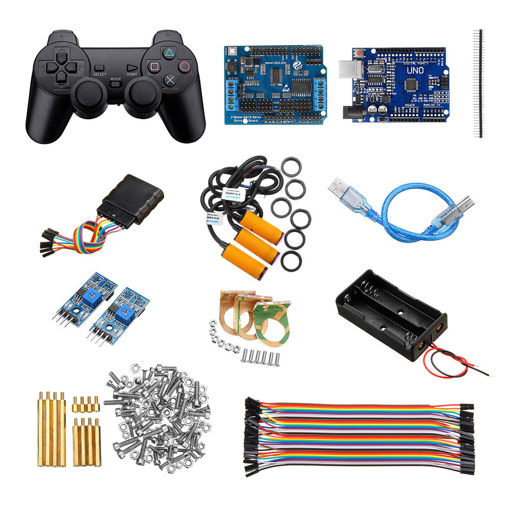 Picture of Handle Control Automatic Tracking Infrared Obstacle Avoidance Kit Smart Robot Tank Car Chassis UNO R3 Motor Driver Board Control Kit