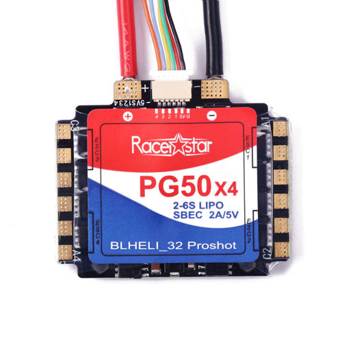 Immagine di Racerstar PG50x4 50A 2-6S Blheli_32 Proshot 4 In 1 Brushless ESC SBEC 2A/5V for RC Drone FPV Racing