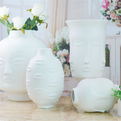 Picture of Ladies Face Head Planter Vase Human Face Flower Vase Succulent Pot Garden White