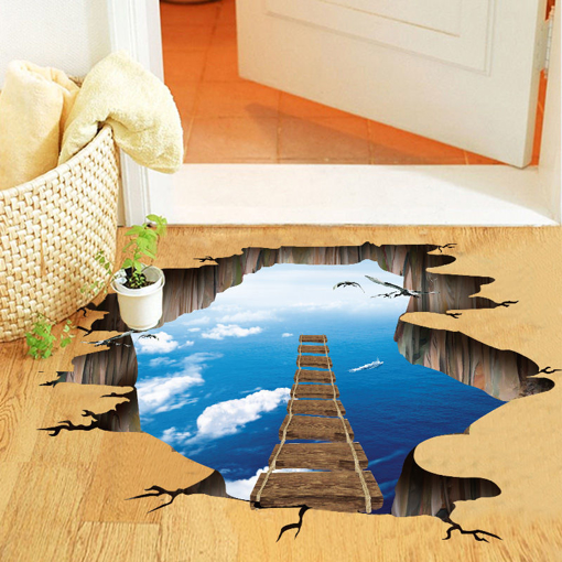Picture of Miico Creative 3D Sky Bridge Broken Wall Removable Home Room Decorative Wall Door Decor Sticker