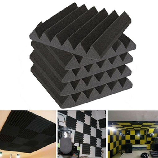 Picture of 30X30x5cm Soundproofing Acoustic Wedge Foam Black Sound Absorption Treatment Panel