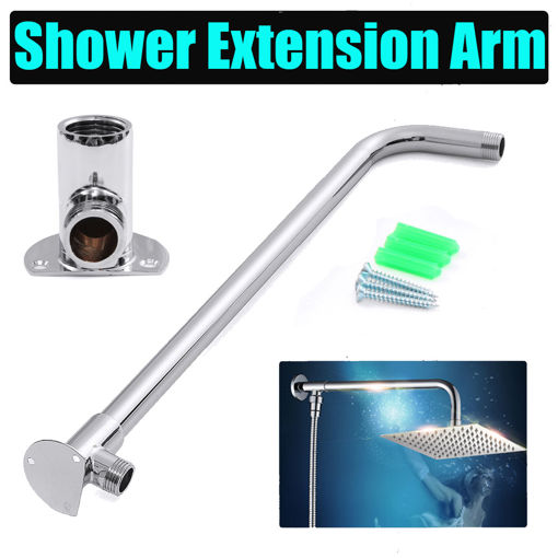 Immagine di 475mm Long Shower Arm Bottom Entry Wall Mounted Shower Head Extension With Copper Base