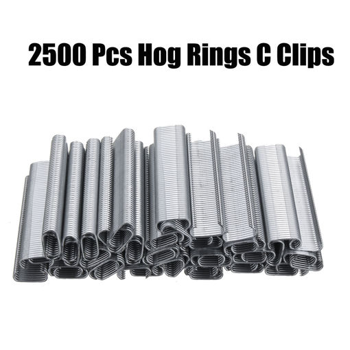 Picture of 2500Pcs Hog Rings C Type Staples Clips Rings Steel Wire Fencing For Pet Cage Plier
