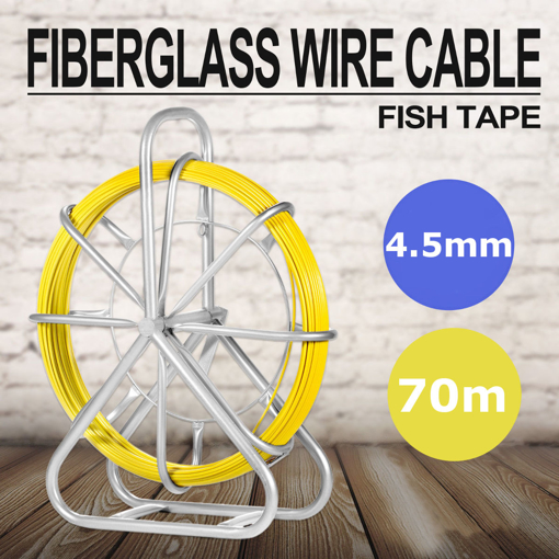 Immagine di Fish Wire Tape Fiberglass Duct Rodder Fish Tape Continuous Fiberglass Cable Puller 4.5mm x 70 mst