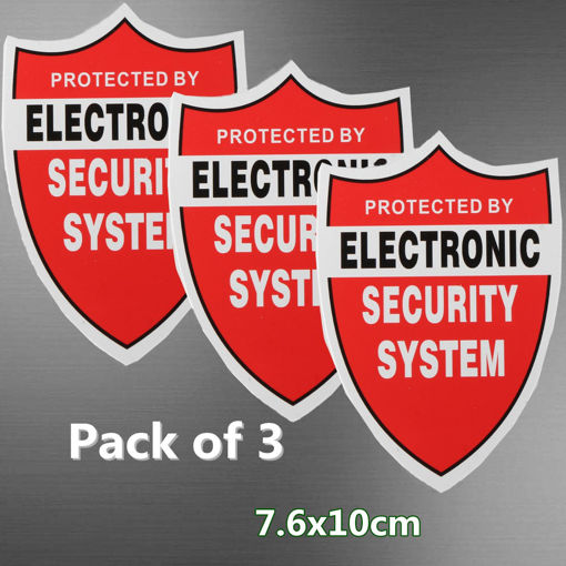 Picture of 3Pcs SECURITY SYSTEM DECALS Decor Sticker Decal Video Warning CCTV Camera Home Alarm