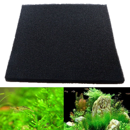 Picture of 50x50x2cm Black Aquarium Biochemical Cotton Filter Foam Fish Tank Sponge Pads